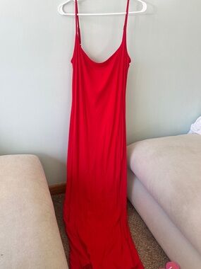 Target Red Maxi Slip Dress with Thin Straps